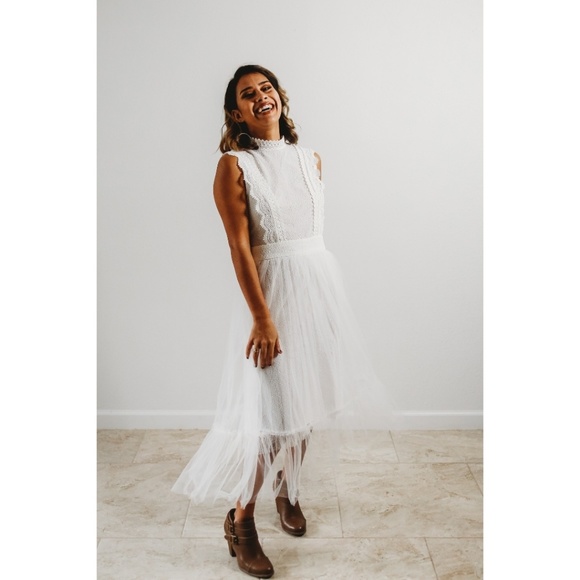 Ina Dresses & Skirts - White Lace Midi Dress